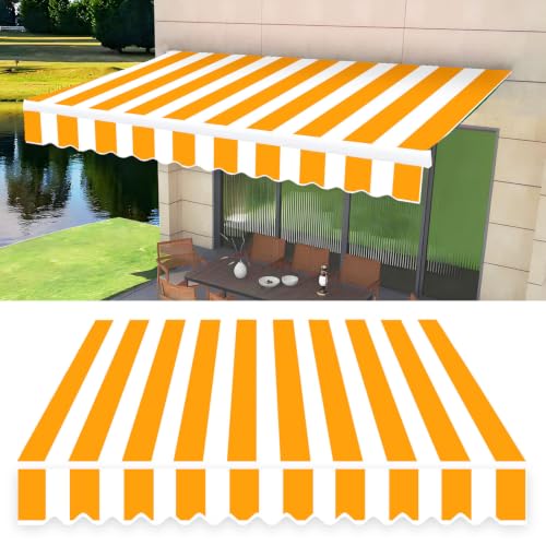 Tela de Repuesto para Toldo Exterior 3,5 X 3, Tela De Repuesto Para Toldo, Cubiertas De Patio Para Sombra Y Lluvia, Parasol Impermeable, Tela Para Cubierta(Size:6x1.5m,Color:Rayas Blancas Amarillas)