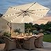 wikiwiki 10ft Solar LED Offset Patio Umbrella, Outdoor Cantilever Patio Umbrellas with Solor Lights for Backyard, Poolside and Garden, Easy Tilt Adjustment, 32 LED Lights & Polyester Shade, Beige