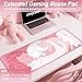 Uniqcasa Gaming Mouse Pad XL Extended Anime Mouse Pad 31.5x11.8 inch, Large Cute Kawaii Big Computer Mouse Mat Desk Pad with Non-Slip Rubber Base and Stitched Edge for Home Office-Pink Cat