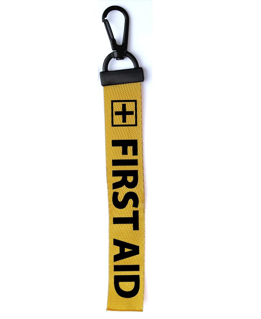TENNER.LONDON FIRST AID key tag Luggage Tag Zipper Pull Keychain Bag Keyring (YELLOW)