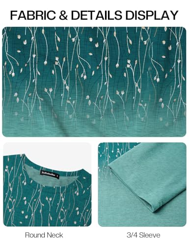 JUSTFASHIONNOW Women's Fall Tops 3/4 Sleeve Dressy Casual Plus Size Tunic Tops to Wear with Leggings Maternity Floral Shirts Loose Blouses（Gradient green，X-Large — view 6