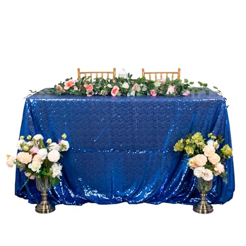 ShiDianYi Royal Blue Sparkle Tablecloth 60x102-Inch Rectangle Blue Sequin Table Cloth Twinkle Twinkle Little Star Decorations 1st Birthday Party Boy's Baby Shower