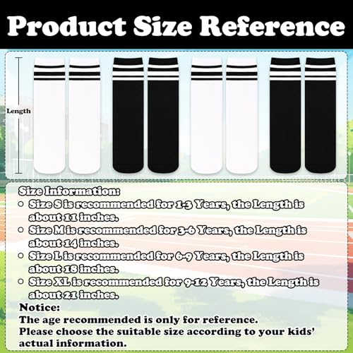 Image of Sarfel Youth Toddler Soccer Socks Kids Baseball Socks Youth Boys Girls Knee High Softball Football Accessories Tube Cotton