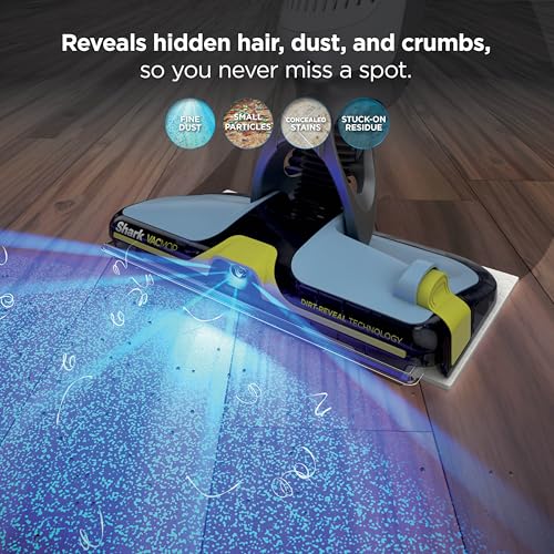 Image of Shark VACMOP Reveal Cordless Hard Floor Cleaner, Vacuum & Spray Mop, Powerful Suction, Lightweight, Illumination Light, 4 Disposable Pads, 12oz Pet Multi-Surface Cleaning Solution, Blue, VM401BL