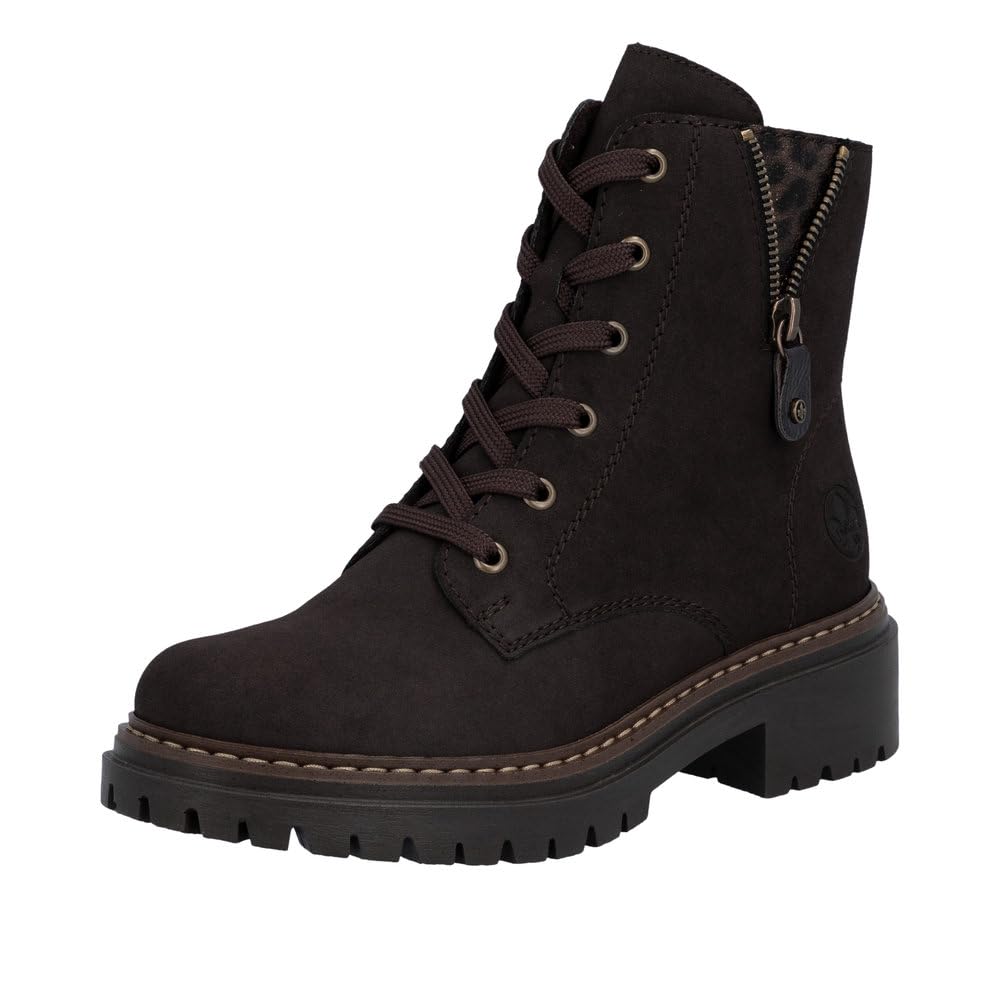 Rieker 72617-00 Damen Schnürboot Synthetik schwarz/Leo schwarz/Leo