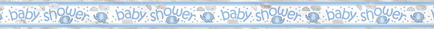 12ft Foil Blue Elephant Boy Baby Shower Banner
