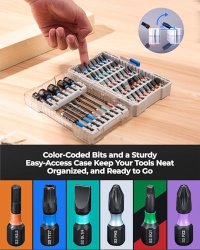 Image of toolant 34pcs Impact Magnetic Nut Driver Set & 52-Piece S2 Steel Screwdriver Bit Set
