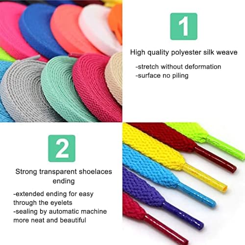 Sixstore 2 Paar (4 Schnürsenkel) flache Schnürsenkel für Sneaker, Schnürsenkel für Sneaker, athletische Laufschuhe, Stiefelschnüre, Weiß, 120 cm Länge und 8 mm Breite