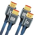 Thsucords 8K 4K HDMI Cable 10FT 2 Pack, High Speed Braided HDMI to HDMI 2.1 Cord Supports 8K@60Hz, 4K@120Hz 144Hz 48Gbps Compatible with Roku TV/PS5/HDTV/Blu-ray