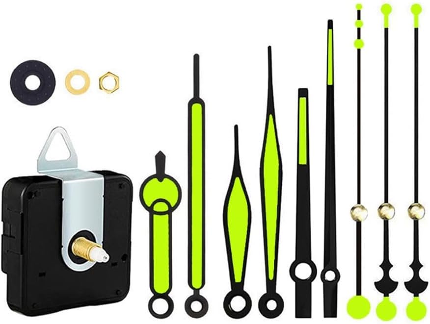 Silent Quartz Clock Movement Kit with Long 18mm Shaft DIY Wall Clocks, Wooden//Craft Clocks, Replacement Motor 5–8mm Panel Thickness, AA Battery Powered(D)