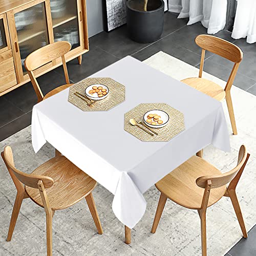 Image of sancua 2 Pack White Tablecloth 54 x 54 Inch, Stain and Wrinkle Resistant Square Table Cloth - Washable Polyester Table Cover for Dining Tables, Buffet Parties and Camping