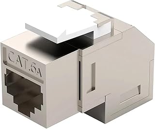 Aqxymju Acoplador Cat 6A RJ45, Adaptador de Conector Divisor Hembra RJ 45 blindado en ángulo de 90 Grados for Placa Frontal de Panel en Blanco (Size : 5pcs, Color : Silver Cat 6A)