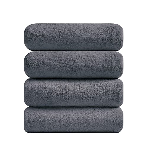 Minchi 4 Piece Oversize Bath Towels Set, Ultra Soft Absorbent Bathroom Towel For Home And Hotel Shower Towel Oversized Bath Sheet, 35X70 Large Bath Towels 600 Gsm, Dark Gray #TOP27