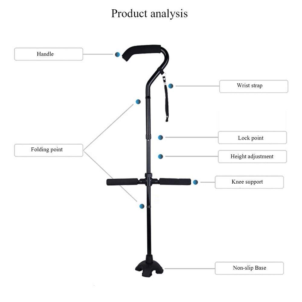 Bastone da passeggio pieghevole leggero per uomini e donne, regolabile e resistente per viaggi portatili, eleganti maniglie ergonomiche e comode, ausilio per la mobilità con bilanciamento antiscivolo,