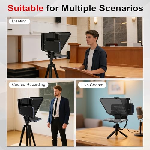 Teleprompter para teléfono y cámara con cristal divisor de haz HD 70/30 y control inalámbrico 7