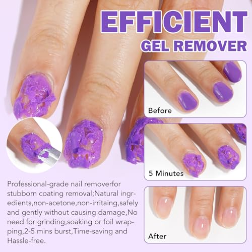 Gel Nail Polish Remover, Professional Gel Polish Remover with Nail File & Nail Polish Scraper, Don\'t Hurt Your Nails, Easily & Quickly Remove Nail Polish in 3-5 Minutes (15ML) - Thumbnail 4