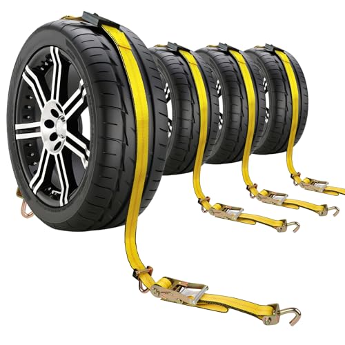 Image of Car Hauler Straps 4-Pack Heavy Duty 2inx10ft with Idler J Hooks