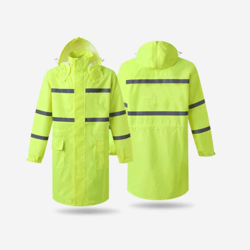 Chaleco reflectante de alta visibilidad, chaqueta de seguridad de tela Oxford, mono impermeable de alta visibilidad de color amarillo fluorescente, chaqueta reflectante de seguridad (verde L)