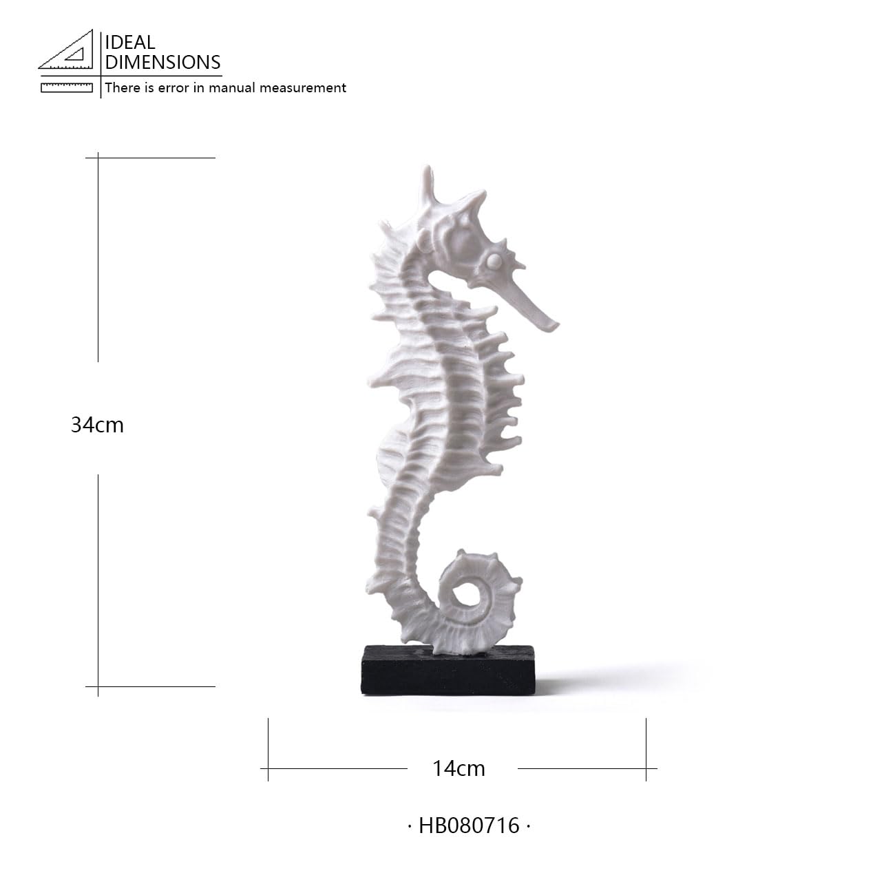 HAUCOZE Sea Horse Statue Decor Ocean Sculpture Arts Modern Gifts Figurine Polyresin 13.4inch