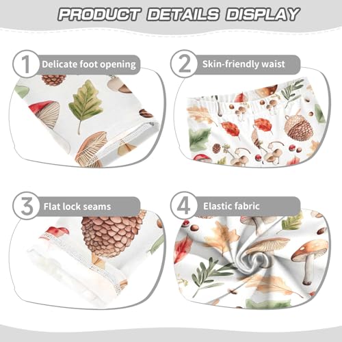 Girls' Athletic Leggings Ankle Length Yoga Dance Pants Kids Teen 4T Autumn Leave Mushroom Pinecone3