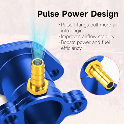 Image of FVRITO Mini Bike Intake Manifold Compatible with Predator 212cc 196cc Coleman CT200U CT200U-EX BT200X Massimo Baja MB200 Minibike, Carburetor Intake Pipe for GX160 GX200 6.5HP Clone Engine Parts Blue