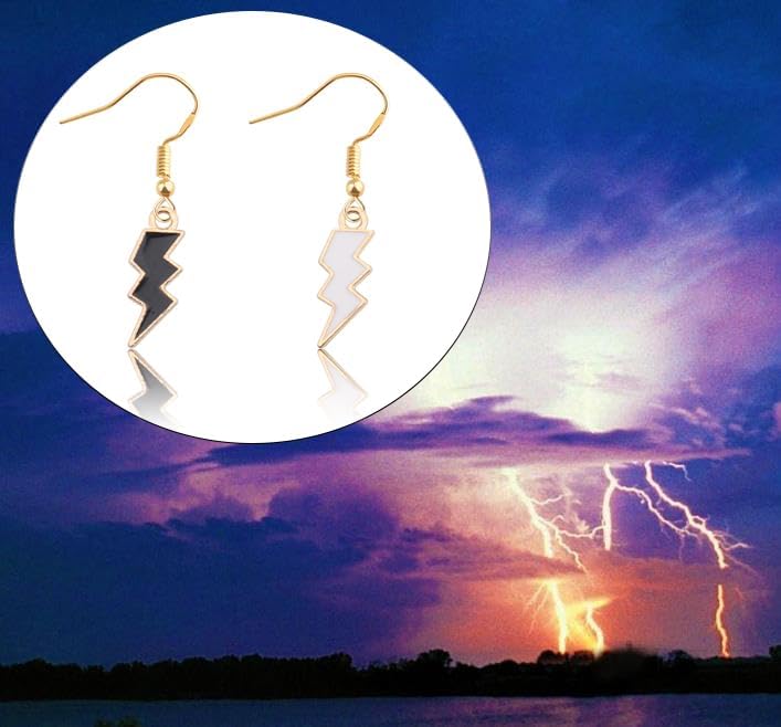 Black and White Thunderbolt Earrings Anime Cosplay Jewelry Anime Merchandise Gift for Fans - Image 5