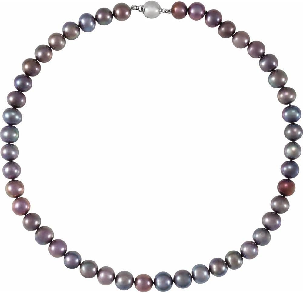 Sterling Silver Black Freshwater Cultured Pearl Strand Necklace Fine Jewelry for Women Gifts for Her, 18"