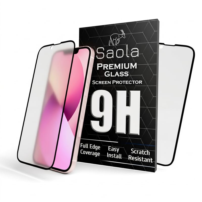 Image of Saola HD Matte Tempered Glass With 18H Hardness For Apple Iphone 13 (PACK OF 1) with Hassle-less Installation Kit. Full screen Coverage. 6.1 inch
