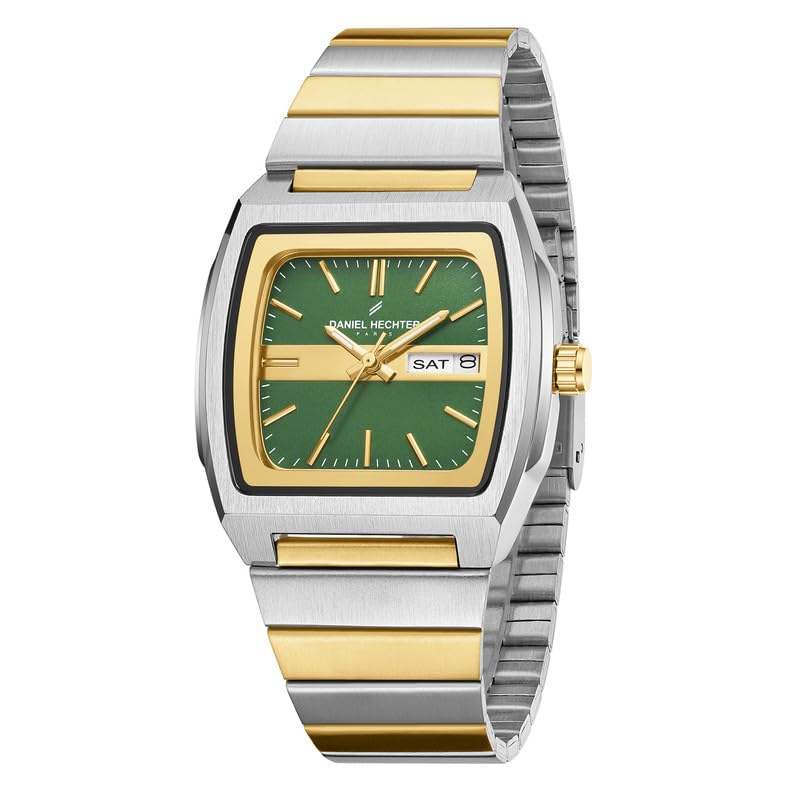 Image of Daniel Hechter Paris Emma Collection Analog Quartz Watch for Men with Square Dial with Day-Date Function, Stainless Steel Strap - DHM1049