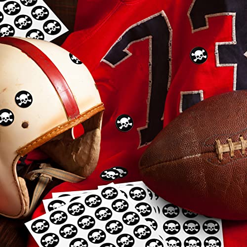 Image of Leinuosen Helmet Stickers Football Baseball Helmet Decals 1-1 /8 Inch Vinyl Sports Football Decals Self Adhesive Hockey Stickers for Hockey, Lacrosse, Batting(Black Print White,Skull)