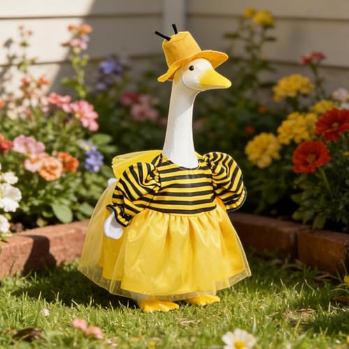 Costume de statue d'oie en ciment motif abeille pour patio