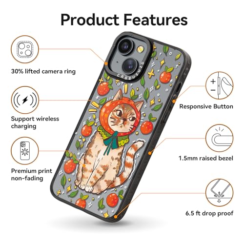 Coque iPhone 14 noire avec impression chat : esthétique premium et finitions soignées - 5