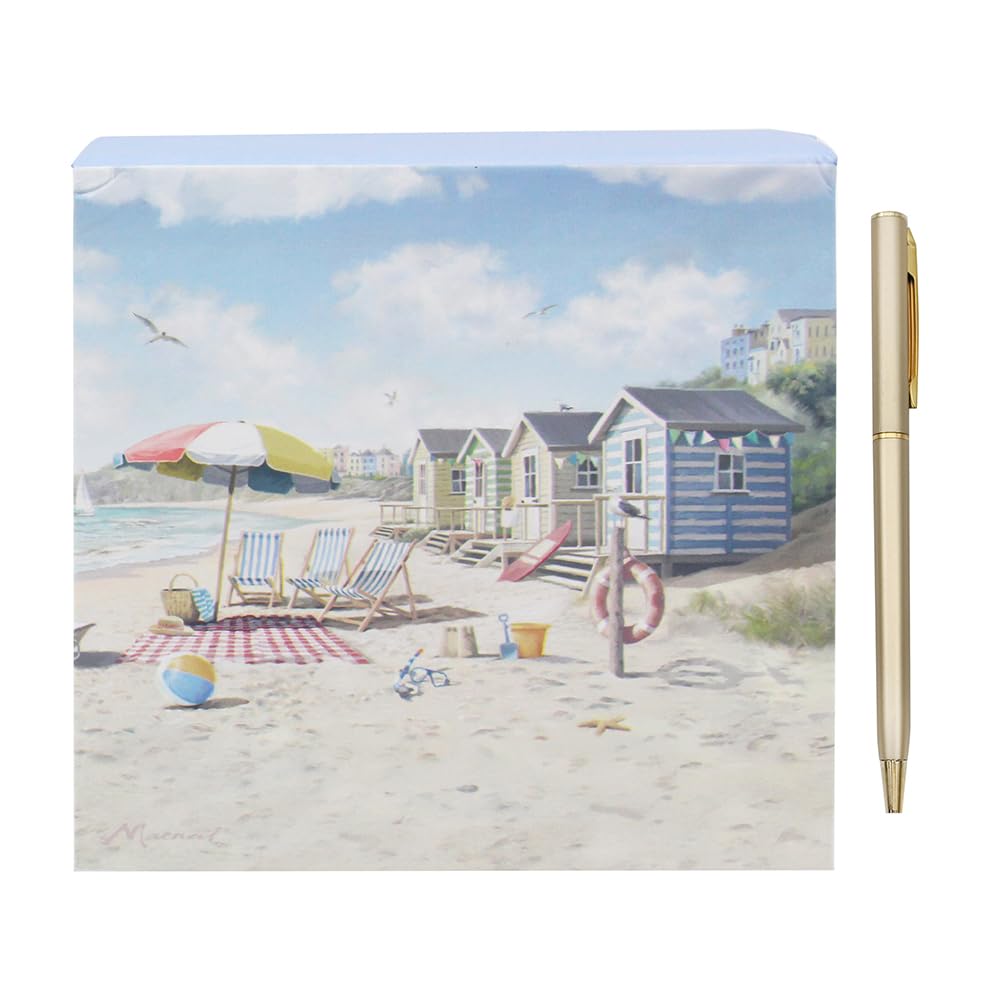 The Leonardo Collection Macneil Sandy Beach Paper Sandy Beach Memo Pad With Pen For Notes Planner Journal | Stylish Desk Accessory For Home Office School | Lovely Gift For Teachers Children