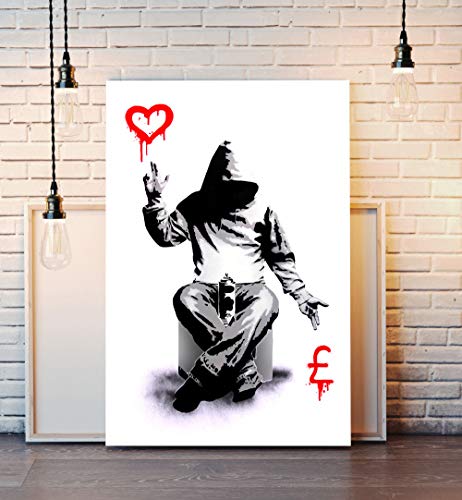 BANKSY CANVAS STREET WALL ART PRINT ARTWORK - LOVE OR MONEY (24in x 16in / 60cm x 40cm)