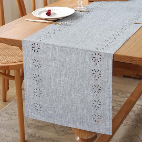 LOMOHOO Table Runner Grey 32x180cm Long Modern Table Runners, Table Runner Rustic Table Runners for Dining Table Farmhouse Wedding Holiday Party Coffee Table Christmas Decorations - Image 4