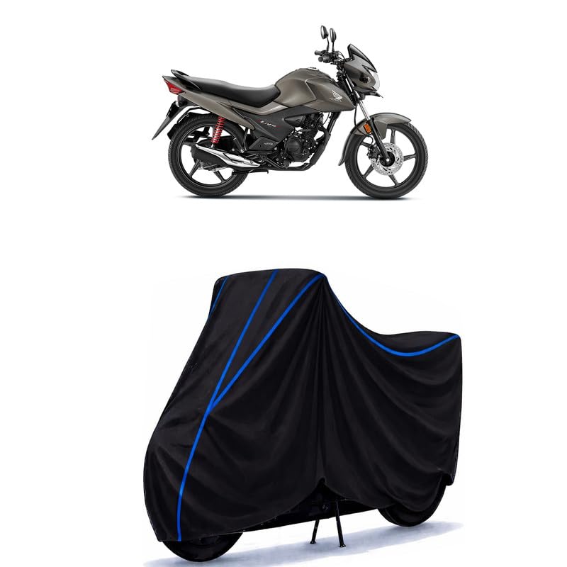 Image of Livo Bike Cover Water Resistant Universal Motorcycle Rain | Heavy Duty UV Protection, Dust, Scratch Indoor Outdoor All Weather with Black Blue Piping Elastic