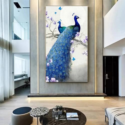 Affiches sur toile de paon bleu KEBIA 40x80 cm sans cadre pour salon