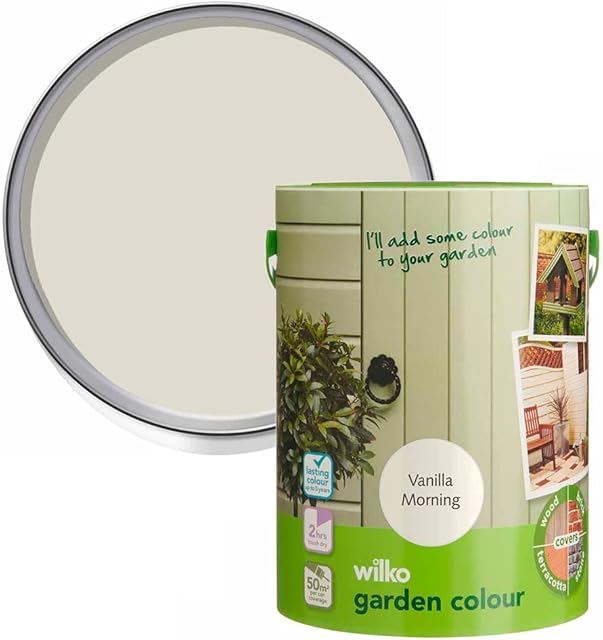 wilko Garden Vanilla Morning Colour, Long-lasting Exterior Paint, Outdoor Paint for Stone, Brick, Wood and Terracotta, 5L