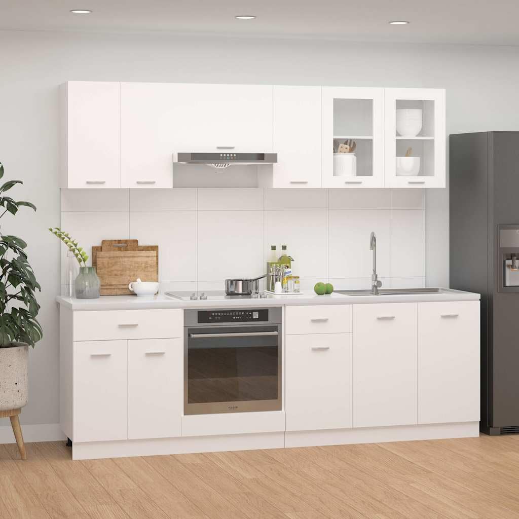 vidaXL Conjunto de armarios de Cocina de 8 Piezas Lyon de Madera de ingeniería Blanca