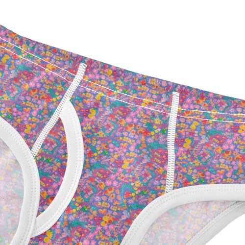 Boys' Exclusive Briefs Toddler Underwear 95% Combed Cotton Boxerbriefs 2T Colorful Flower Pattern 464