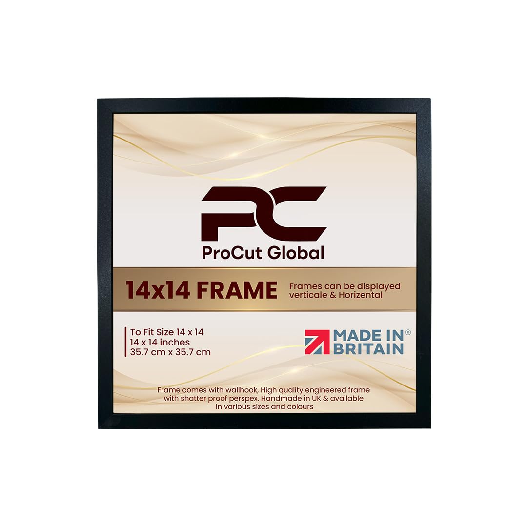 Procut Global 14X14 Black Picture Frames – Sleek Wooden Photo Frame with Shatterproof Perspex for Wall or Tabletop – Perfect for Posters, Certificates, Prints–Multiple Sizes & Colors Available — image 1