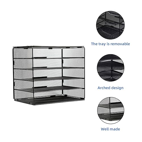 JEBELE Office Desk Organiser, 5 Tiers A4 File File Organiser Magazine Holder A4 Paper Storage Rack, Office Desk File Document Holder, Black - Image 6