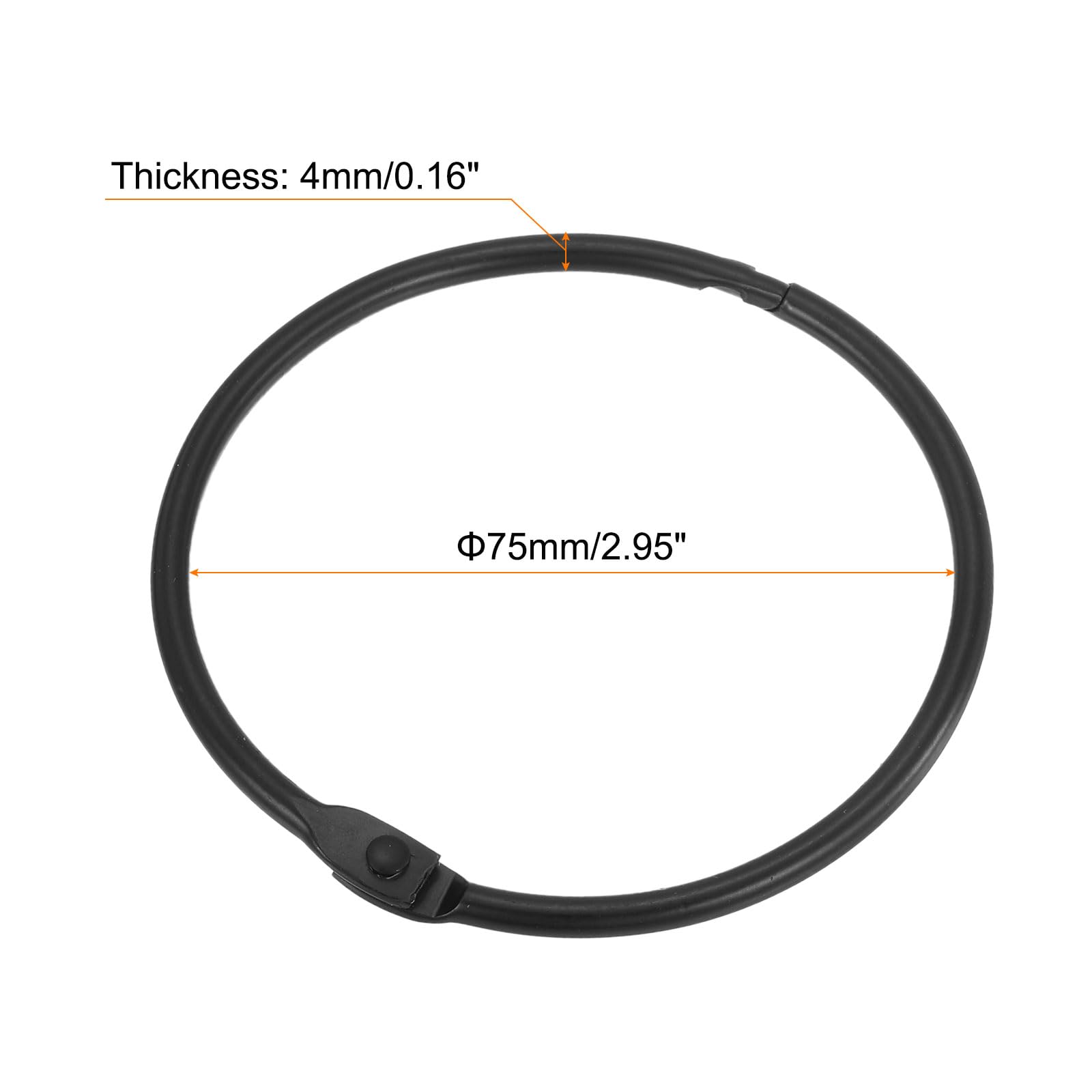 uxcell Duschvorhangringe, 7,6 cm, rostfreies Metall, runde Duschhaken, Schnappverbindung, für Badezimmer, Duschstange, Schwarz, 48 Stück