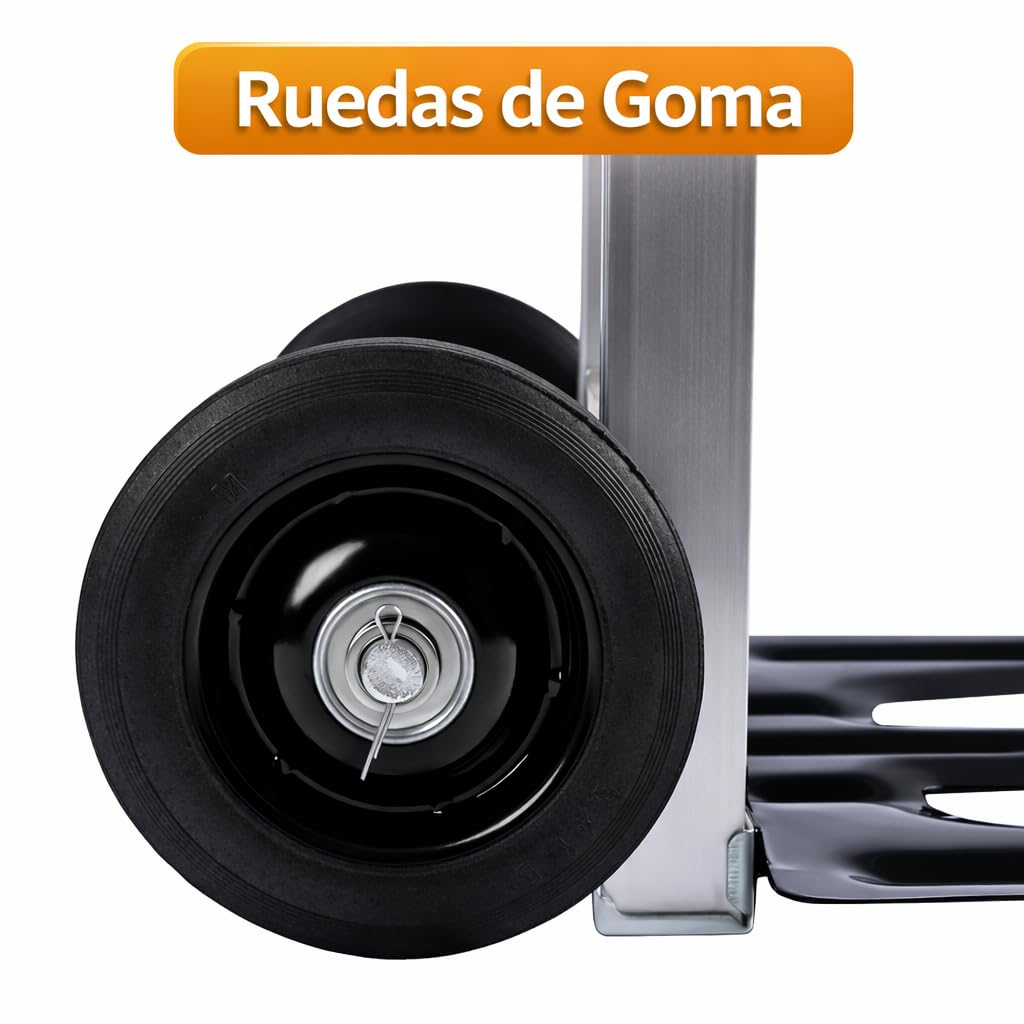 Carretilla de Mano Plegable con Ruedas, Carro de Carga Portátil, Hasta 100kg