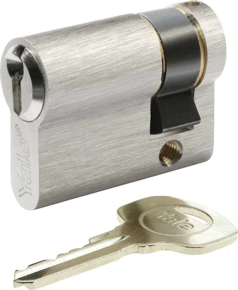 Yale 250 Series Euro Profile Cylinder - Half - 30 - Nickel Plated - Blister Quantity 1, Nickel-plated