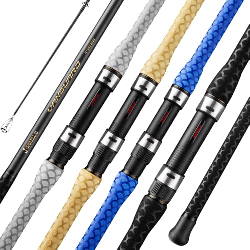J-BARZILLAI CarbonPro Surf Casting Fishing Rod, Ultra-Light High-Sensitivity Graphite Pole, Saltwater/Offshore Surf Fishing Rod with Corrosion-Resistant Guides & Travel Case, 12ft (Black, 12')