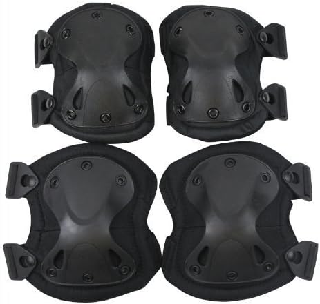 Outdoor Sports Tactical Combat Knee & Elbow Protective Pads Skate Knee (Black)