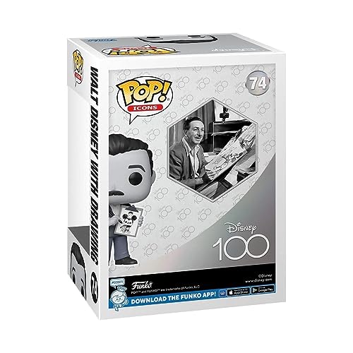 Funko POP! ICONS: Disney 100- Walt With Drawing, Black and White, One-size - Image 3