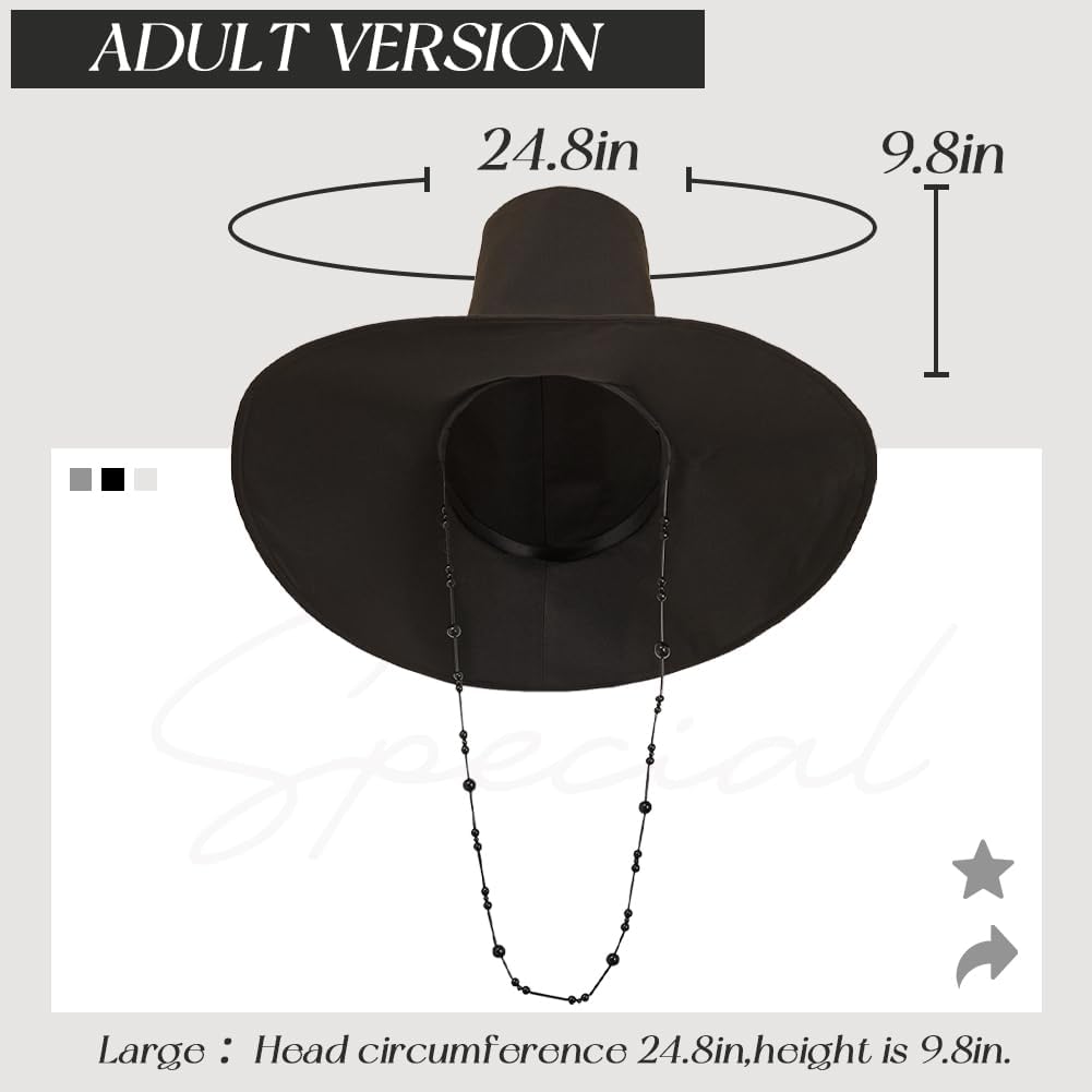 Sun Hats for Men Boys Teens Fishing Hat Idol Cosplay Cap Headwear Wide Brim Summer UV Protection Black Hat