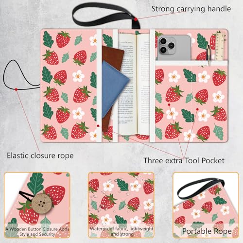 CRASPIRE Flower Book Covers Black Book Protector Plant Multilayer Book Sleeve for Paperbacks Washable Fabric Cloth Book Cover with Extra Sleeve Pocket for Book Lovers Classmate Gifts - Image 4